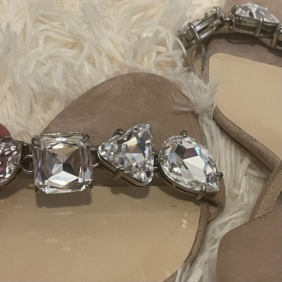 JIMMY CHOO Large Cut Crystals Mule Sandals Size38/US8 Dusty Pink Beige MARINE - Picture 7 of 9